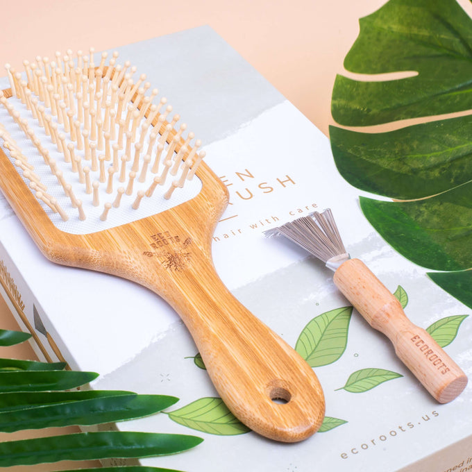 Wooden Hair Brush - Bundle shampoo