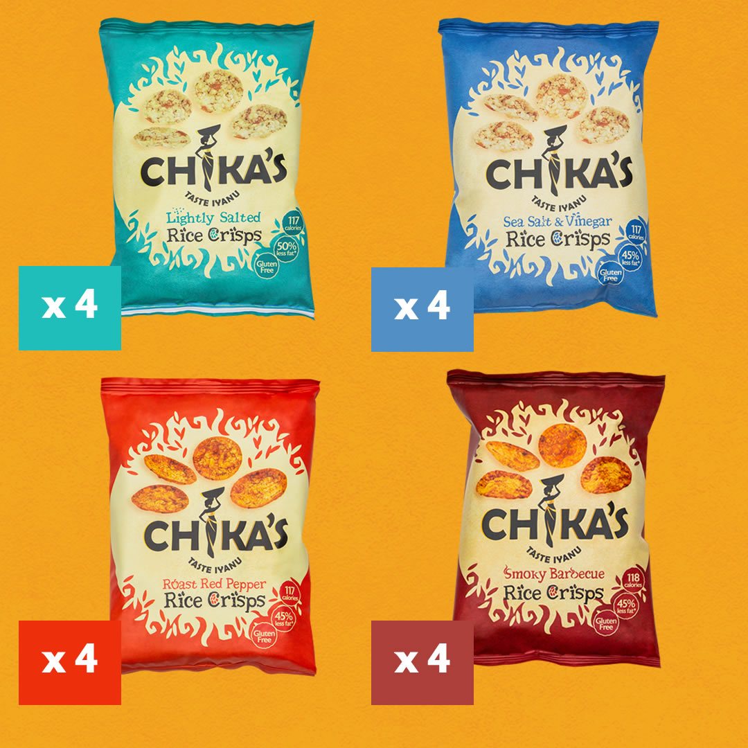 CHIKA'S Wholegrain Rice Crisps Mixed Box 16 Packs