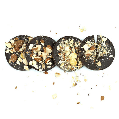 Goalz Sugar Free Dark Chocolate barks with roasted Almond pieces on it