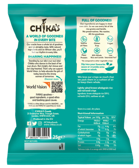 Lightly Salted Wholegrain Rice Crisps 25g X 16 pieces