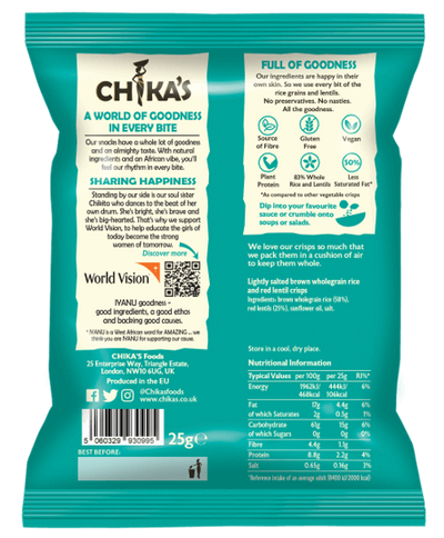 Lightly Salted Wholegrain Rice Crisps 25g X 16 pieces