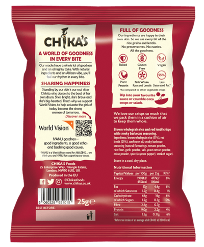 Smoky Barbecue Wholegrain Rice Crisps 25g X 16 pieces