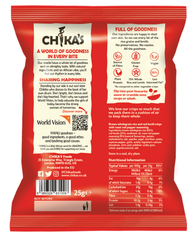 Roast Red Pepper Wholegrain Crisps 25g X 16 pieces