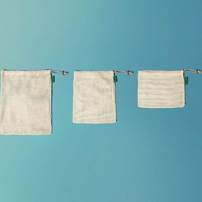 Bolsas reutilizables de algodón orgánico - Juego de 9