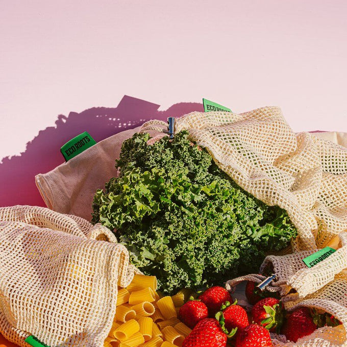 Bolsas reutilizables de algodón orgánico - Juego de 9