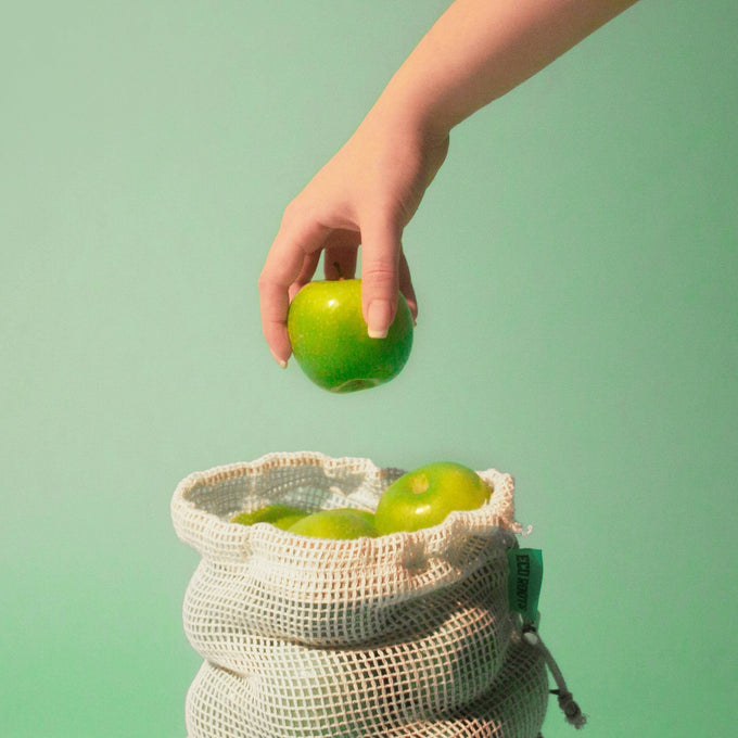 Venta al por mayor de bolsas reutilizables de algodón orgánico - Juego de 9