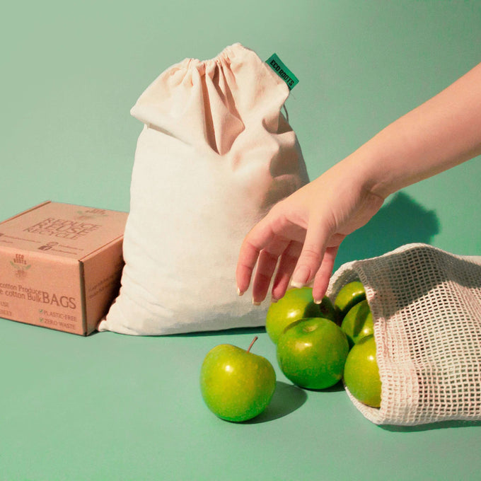 Venta al por mayor de bolsas reutilizables de algodón orgánico - Juego de 9