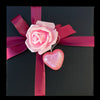 Black Gift box with Burgundy Ribbon decorated with pink Rose and pink heart 