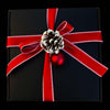 Black Sugar-Free Chocolate Gift Box with red and white ribbon 