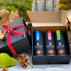 Goalz sugar-free chocolate gift box comes with 3 keto chocolate flavors of your choice. The picture shows Goalz chocolates with Sea Salt, Hazelnut, and Pistachio. 