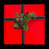 Red Sugar-Free Chocolate Gift Box with black and white ribbon